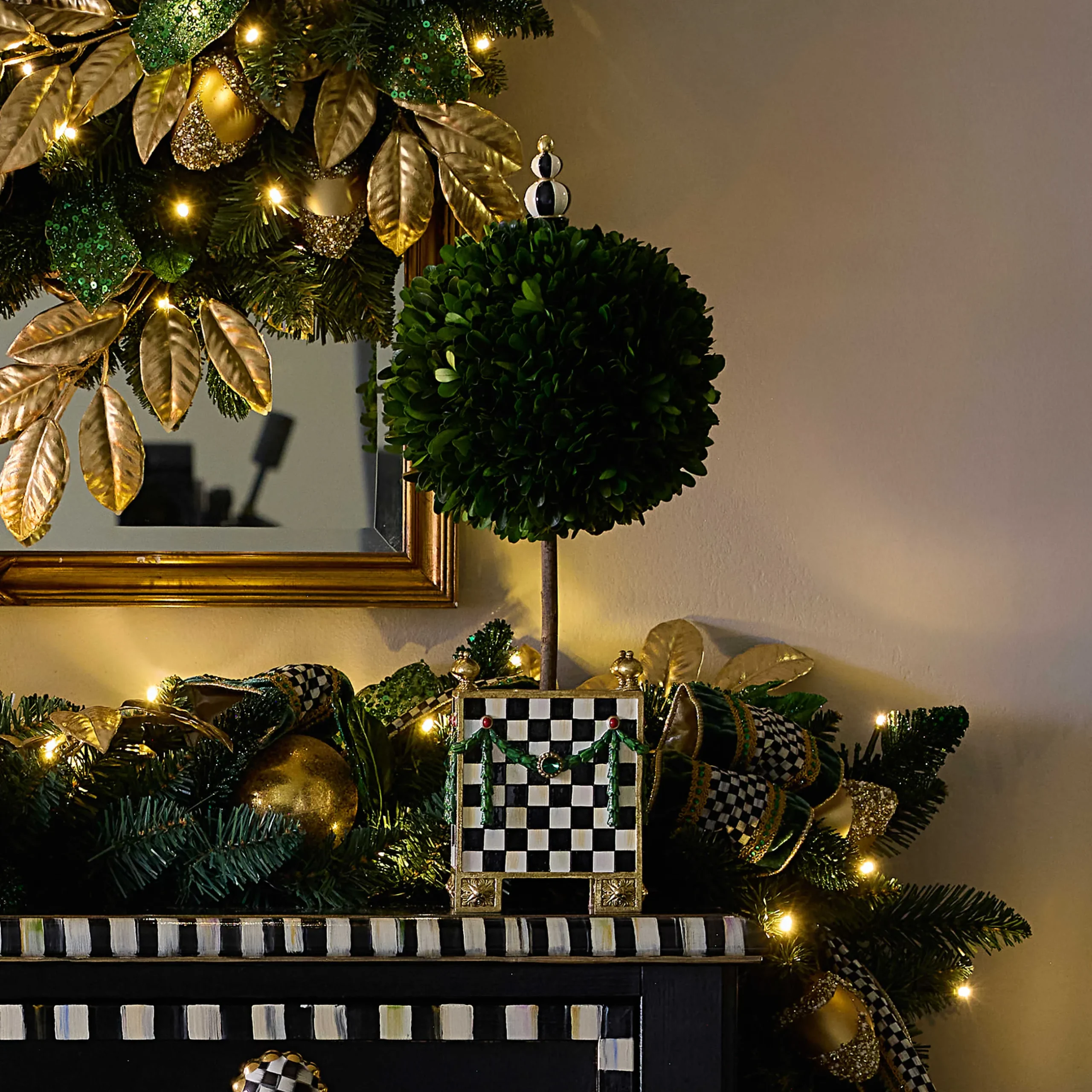 Greenery & Florals|Room Accents|MacKenzie-Childs Emerald Luxe Boxwood Topiary