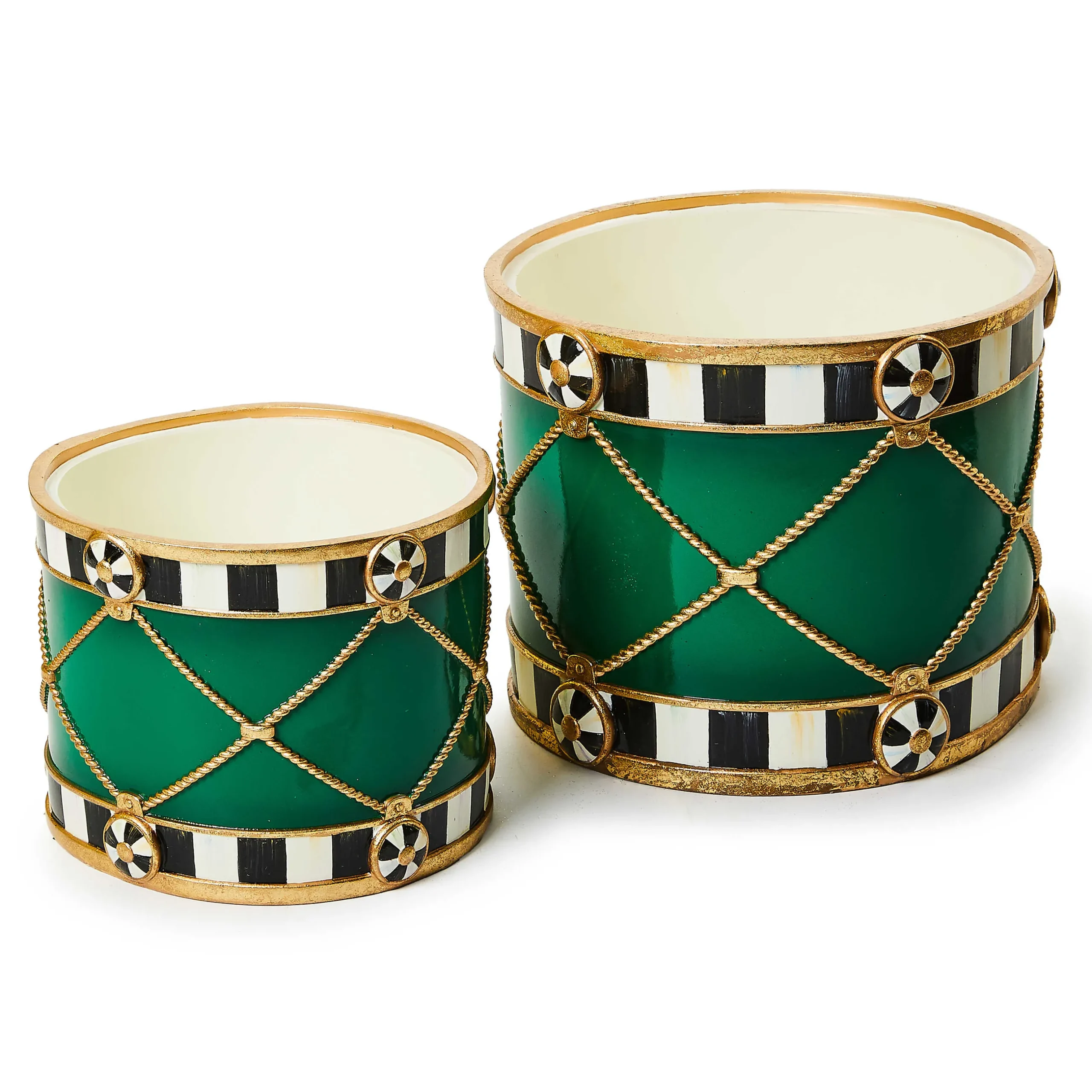 Outdoor|Room Accents|MacKenzie-Childs Emerald Luxe Drums, Set of 2