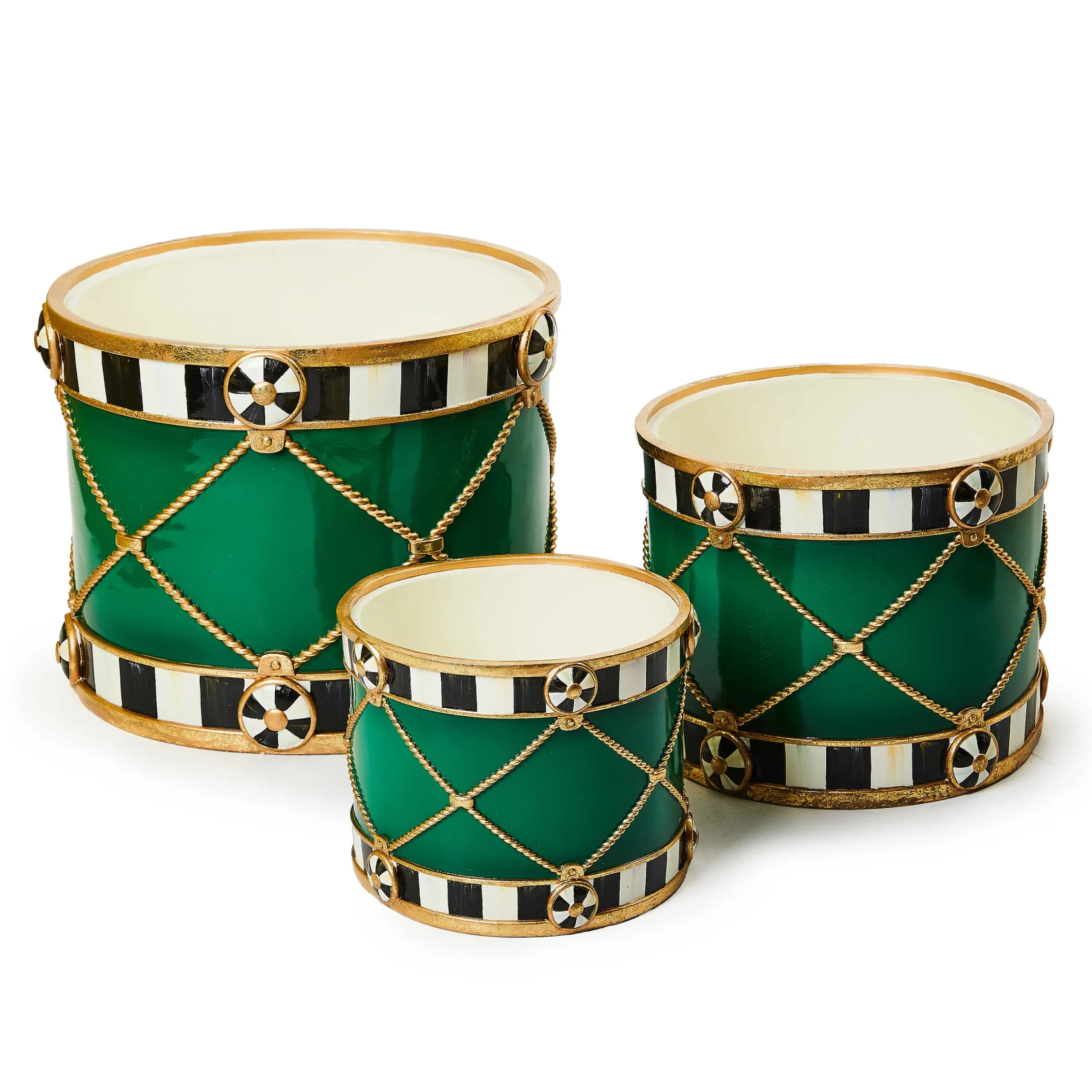 Outdoor|Room Accents|MacKenzie-Childs Emerald Luxe Drums, Set of 2