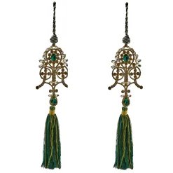 Decor Sets|Room Accents|MacKenzie-Childs Emerald Luxe Emblem Tassels, Set of 2