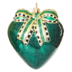 Holiday|MacKenzie-Childs Emerald Luxe Heart Glass Ornament