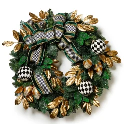 Greenery & Florals|Outdoor|MacKenzie-Childs Emerald Luxe Illuminated 30 Wreath