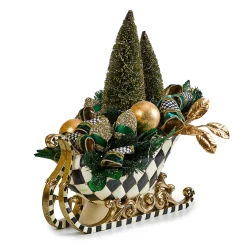 Greenery & Florals|Table Accessories|MacKenzie-Childs Emerald Luxe Illuminated Sleigh Centerpiece