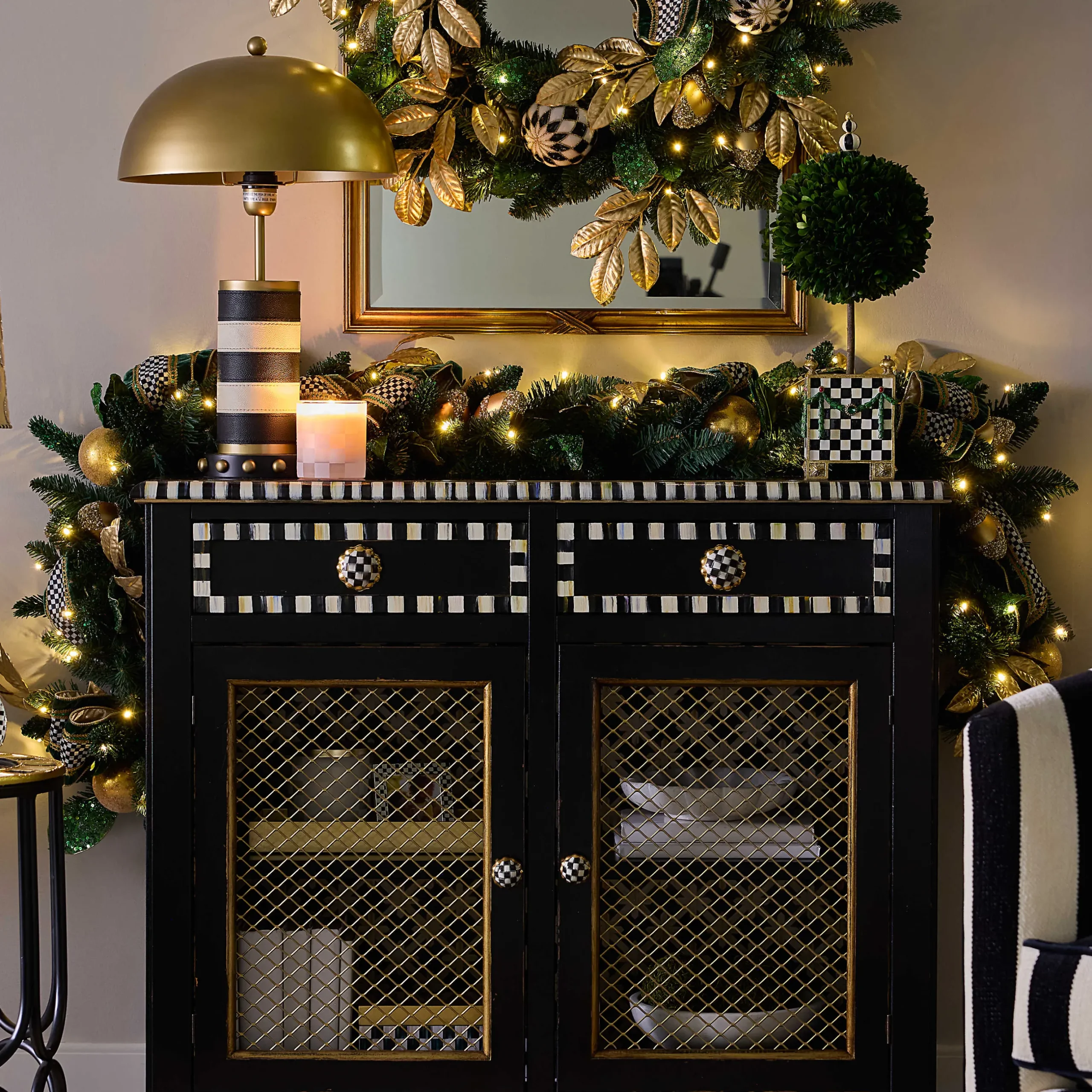 Greenery & Florals|Room Accents|MacKenzie-Childs Emerald Luxe Illuminated Garland