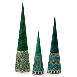 Room Accents|MacKenzie-Childs Emerald Luxe Large Beaded Cone Tree
