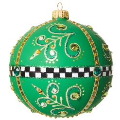 Holiday|MacKenzie-Childs Emerald Luxe Matte Ball Glass Ornament