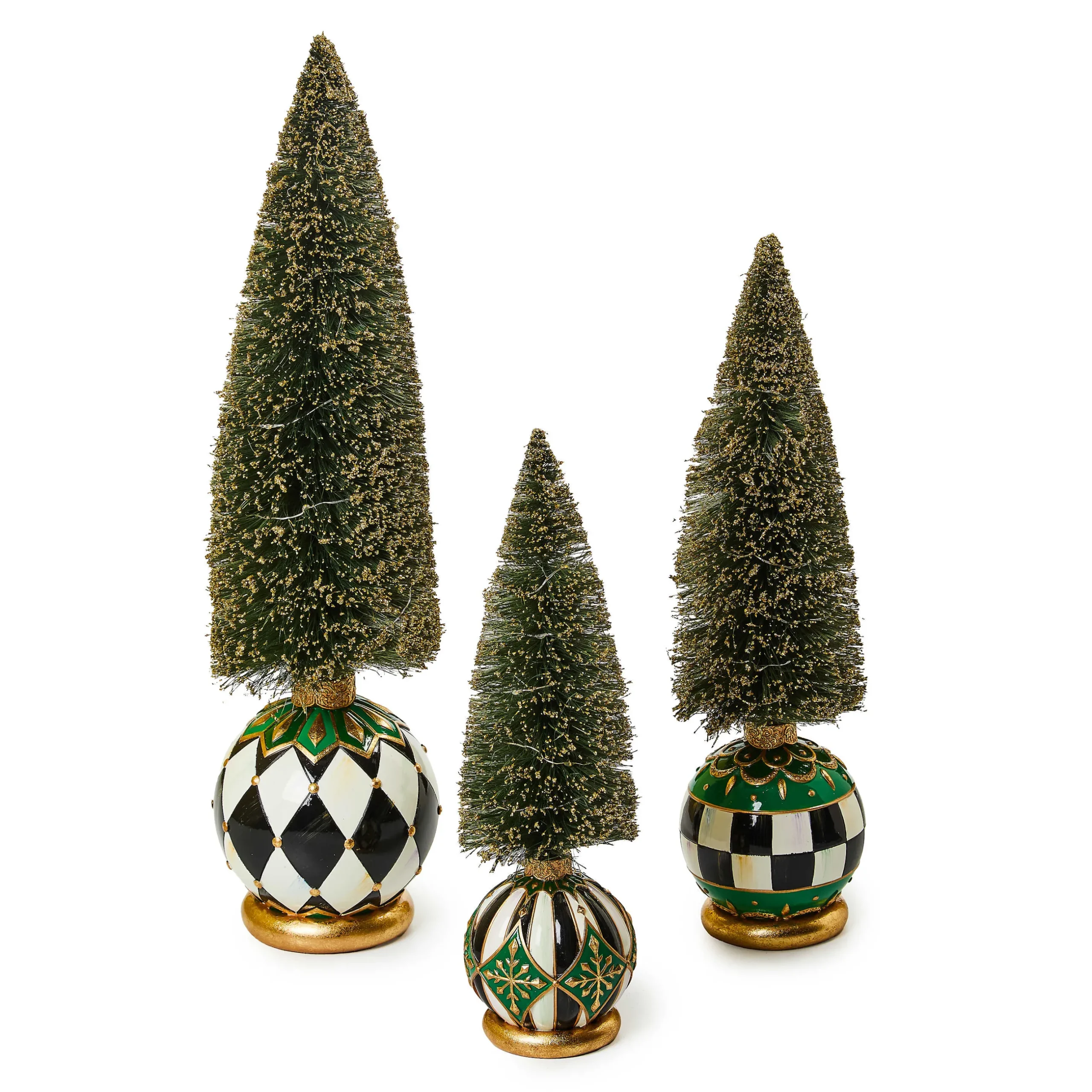Room Accents|Table Accessories|MacKenzie-Childs Emerald Luxe Medium Illuminated Bottle Brush Tree