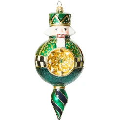 Holiday|MacKenzie-Childs Emerald Luxe Nutcracker Reflector Glass Ornament