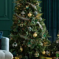 Holiday|MacKenzie-Childs Emerald Luxe Patchwork Ball Ornaments, Set of 4
