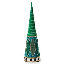 Room Accents|MacKenzie-Childs Emerald Luxe Small Beaded Cone Tree