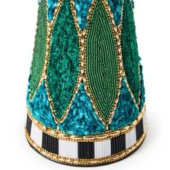 Room Accents|MacKenzie-Childs Emerald Luxe Small Beaded Cone Tree