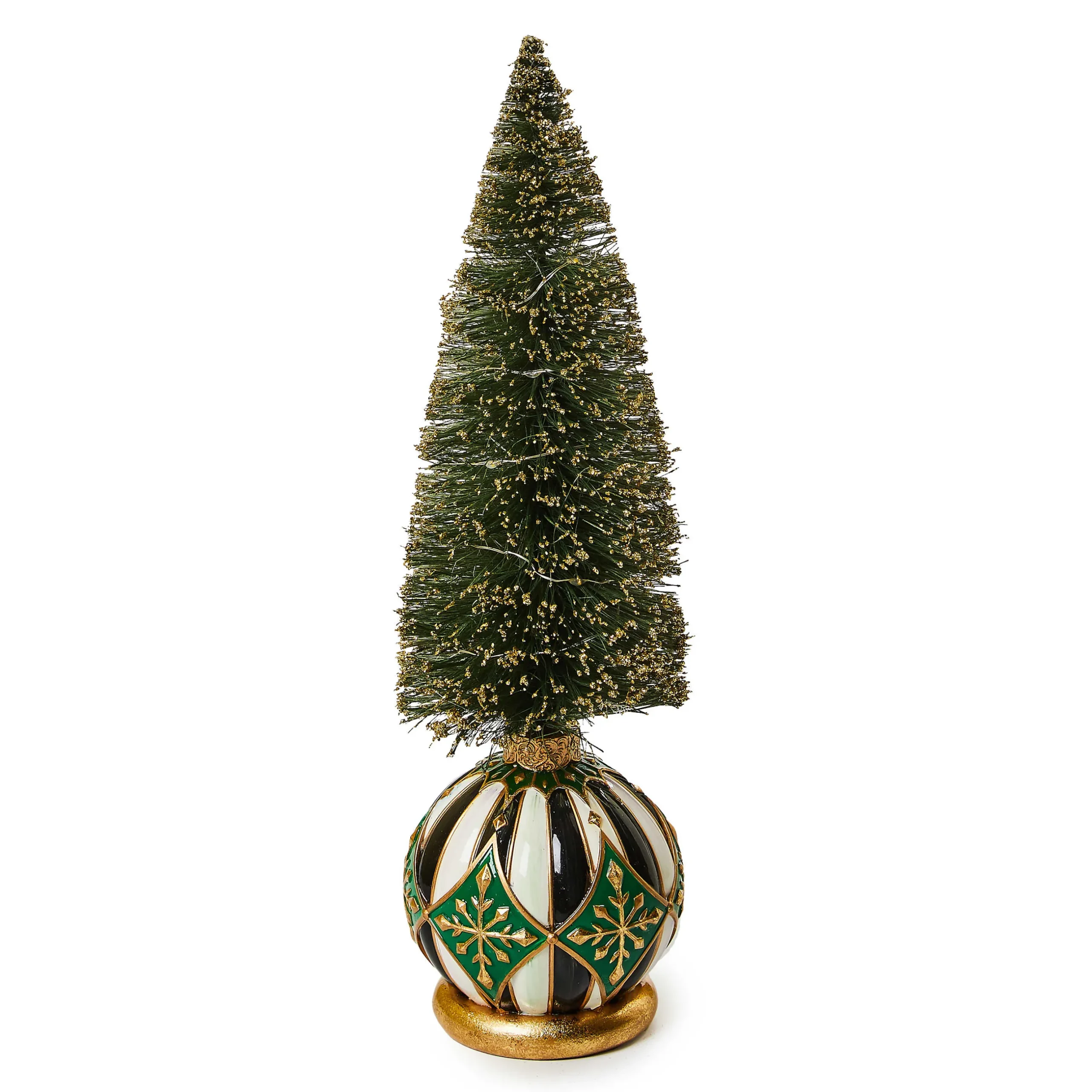 Room Accents|MacKenzie-Childs Emerald Luxe Small Illuminated Bottle Brush Tree