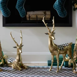 Room Accents|MacKenzie-Childs Emerald Luxe Standing Gold Deer
