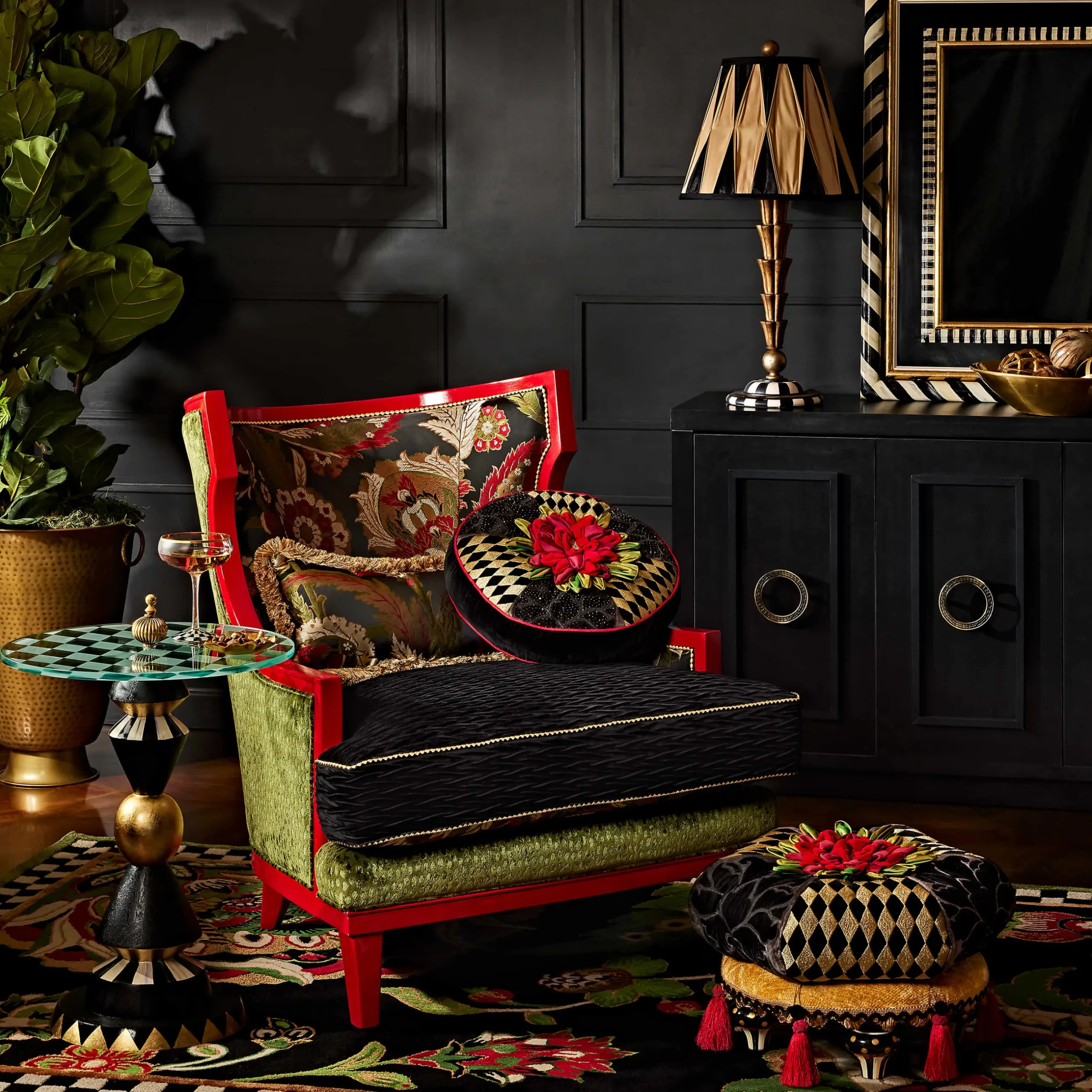 Living Room|MacKenzie-Childs Evenfall Footstool