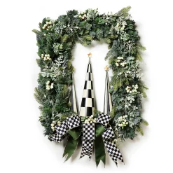 Greenery & Florals|Outdoor|MacKenzie-Childs Farmhouse Holiday Illuminated Rectangle Wreath