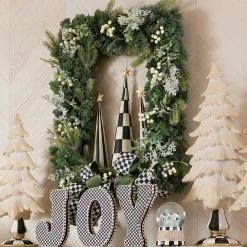 Greenery & Florals|Outdoor|MacKenzie-Childs Farmhouse Holiday Illuminated Rectangle Wreath
