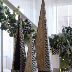 Holiday|Room Accents|MacKenzie-Childs Farmhouse Holiday Rattan Cone Trees, Set of 3