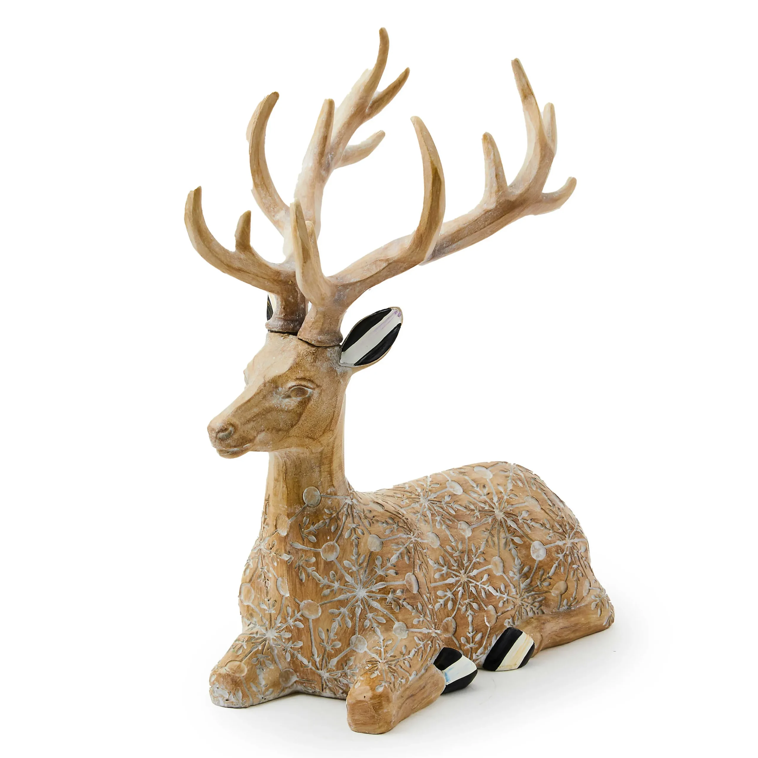 Room Accents|MacKenzie-Childs Farmhouse Holiday Resting Block Print Deer Figurine