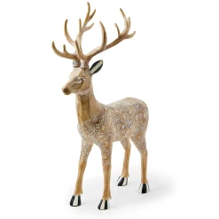 Room Accents|MacKenzie-Childs Farmhouse Holiday Standing Block Print Deer Figurine
