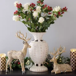 Room Accents|MacKenzie-Childs Farmhouse Holiday Standing Block Print Deer Figurine
