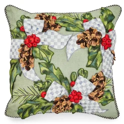 Pillows, Throws, & Cushions|MacKenzie-Childs Farmhouse Holly Holiday Throw Pillow