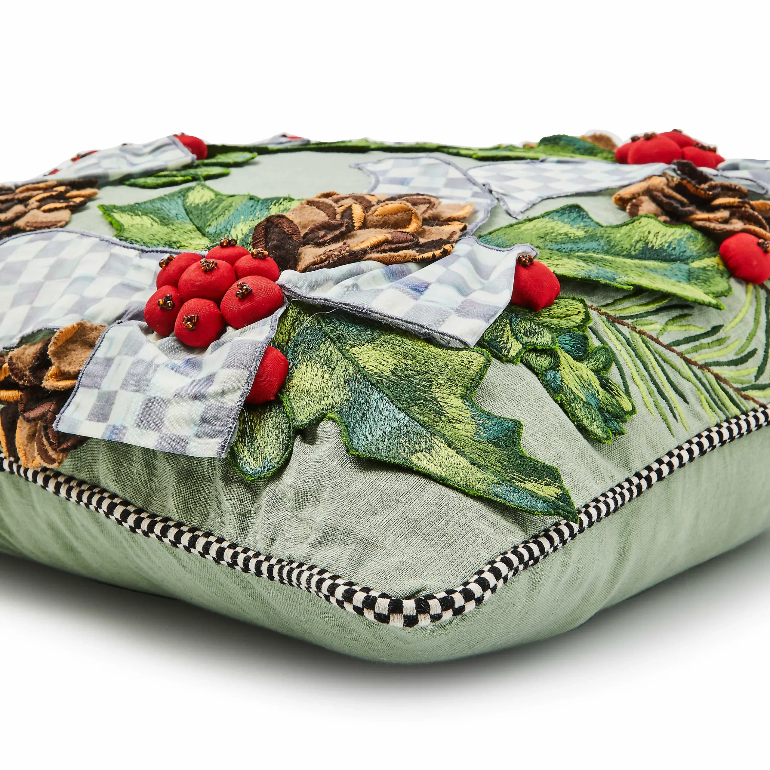 Pillows, Throws, & Cushions|MacKenzie-Childs Farmhouse Holly Holiday Throw Pillow