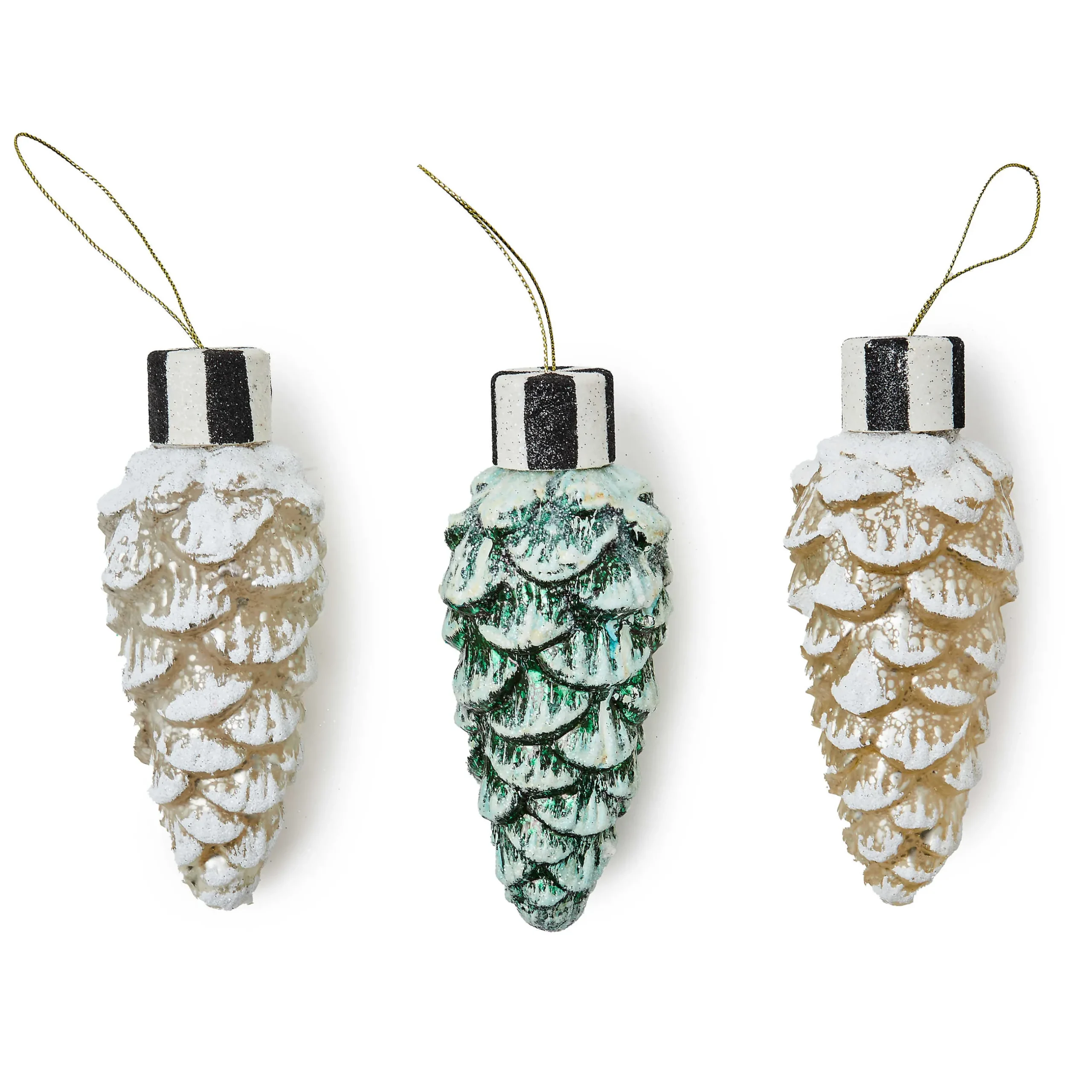 Holiday|MacKenzie-Childs Farmhouse Pinecone Glass Ornaments, Set of 3