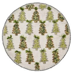 Table Accessories|Kitchen & Table Linens|MacKenzie-Childs Farmhouse Trees Round Beaded Placemat