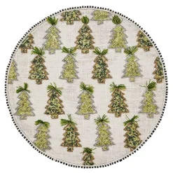 Table Accessories|Kitchen & Table Linens|MacKenzie-Childs Farmhouse Trees Round Beaded Placemat