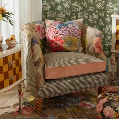 Living Room|MacKenzie-Childs Field Study Floral  Gingham Accent Chair