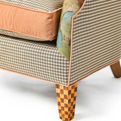 Living Room|MacKenzie-Childs Field Study Floral  Gingham Accent Chair