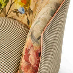 Living Room|MacKenzie-Childs Field Study Floral  Gingham Accent Chair