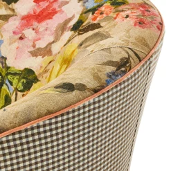Living Room|MacKenzie-Childs Field Study Floral  Gingham Accent Chair