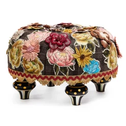 Living Room|MacKenzie-Childs Field Study Floral Tufted Footstool