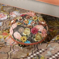 Living Room|MacKenzie-Childs Field Study Floral Tufted Footstool