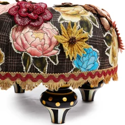 Living Room|MacKenzie-Childs Field Study Floral Tufted Footstool