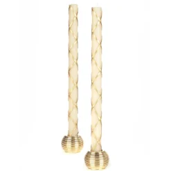 Candles & Fragrances|Table Accessories|MacKenzie-Childs Fishnet Gold Dinner Candles, Set of 2