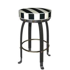 Dining Room & Kitchen|MacKenzie-Childs Flatiron Black Stripe Bar Stool