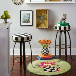 Dining Room & Kitchen|MacKenzie-Childs Flatiron Black Stripe Counter Stool