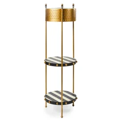 Lighting|MacKenzie-Childs Flatiron Leather Stripe Shelf Floor Lamp