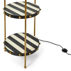 Lighting|MacKenzie-Childs Flatiron Leather Stripe Shelf Floor Lamp