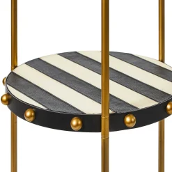 Lighting|MacKenzie-Childs Flatiron Leather Stripe Shelf Floor Lamp
