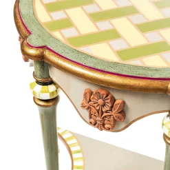 Entryway Furniture|Living Room|MacKenzie-Childs Fleur De Leaf Demilune Console Table