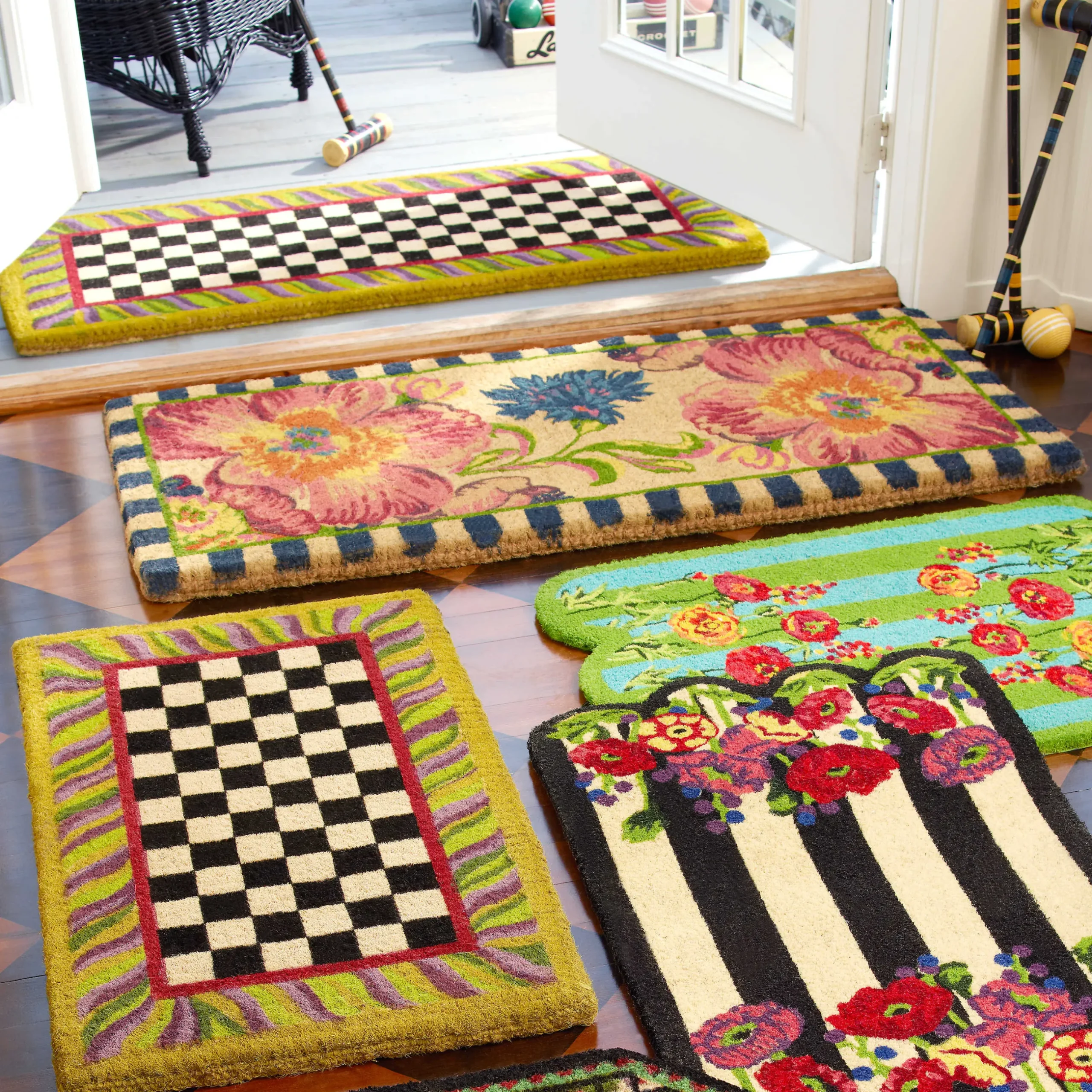 Outdoor|Rugs|MacKenzie-Childs Flower Market Double Door Entrance Mat