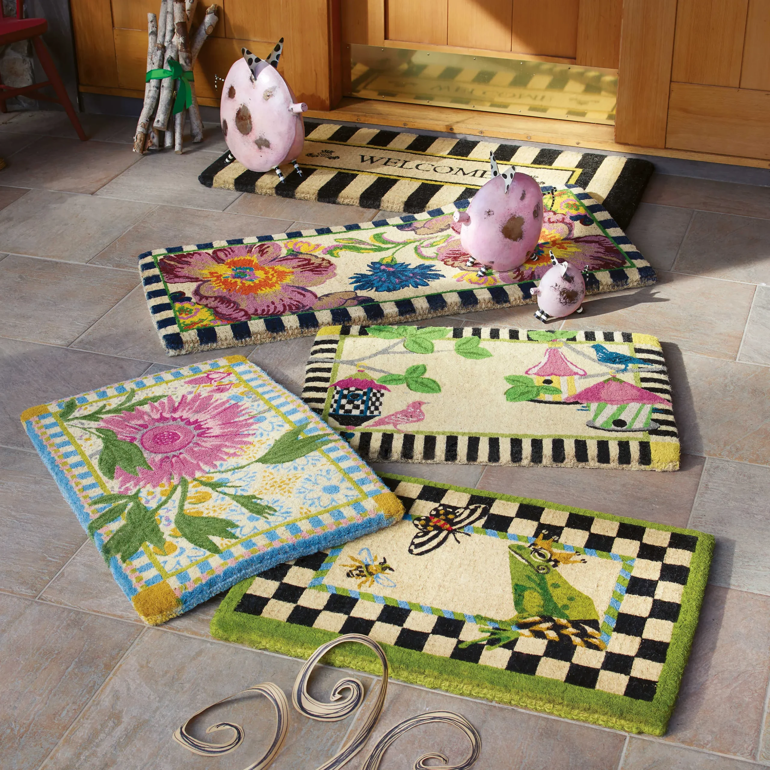 Outdoor|Rugs|MacKenzie-Childs Flower Market Double Door Entrance Mat