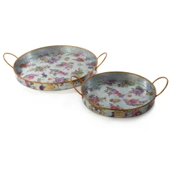 Outdoor|Bar Entertaining|MacKenzie-Childs Flower Market Galvanized Serving Trays, Set of 2