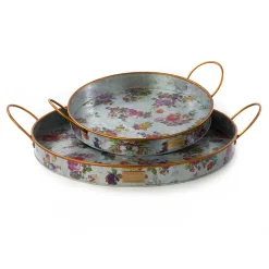 Outdoor|Bar Entertaining|MacKenzie-Childs Flower Market Galvanized Serving Trays, Set of 2