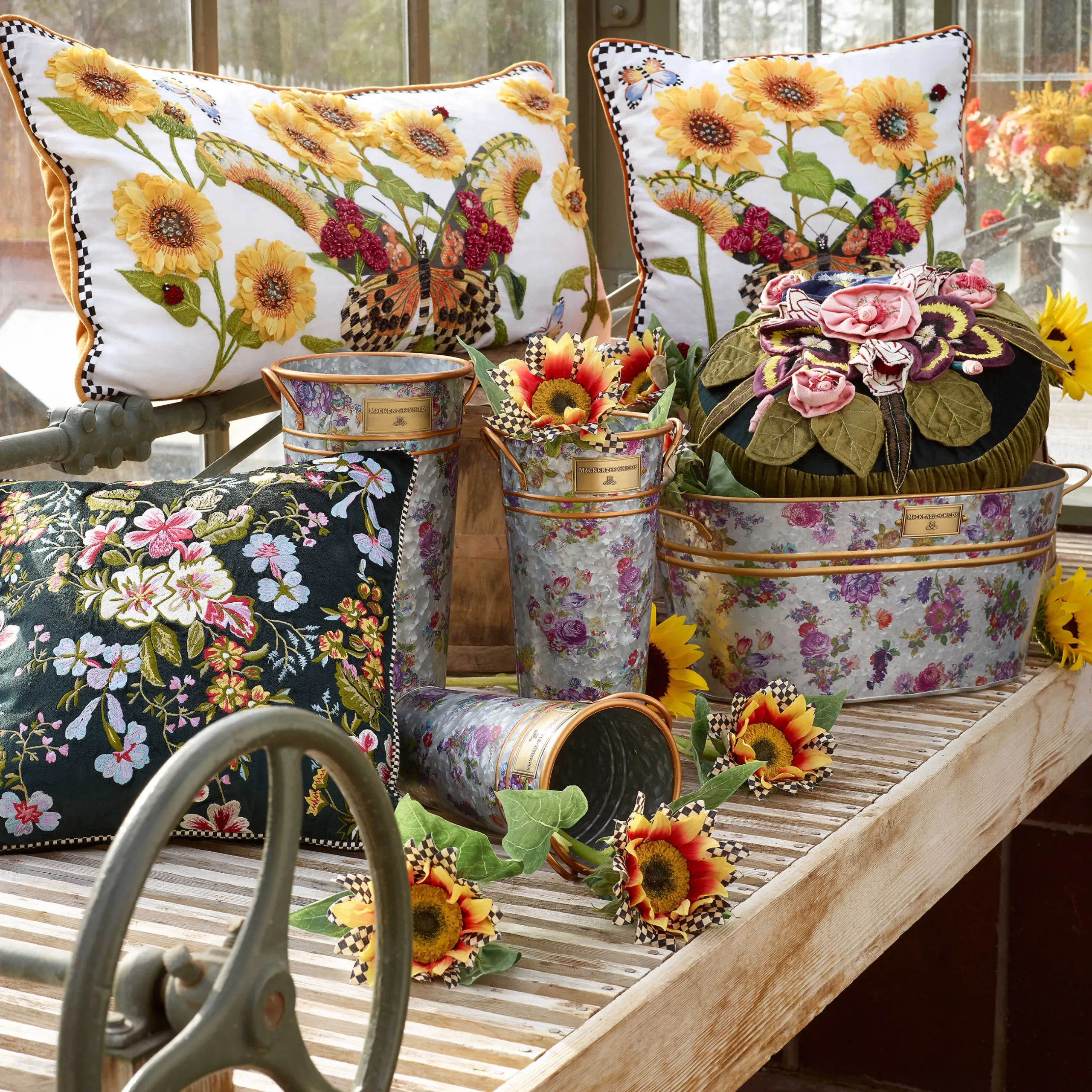 Outdoor|Bar Entertaining|MacKenzie-Childs Flower Market Galvanized Beverage Bucket