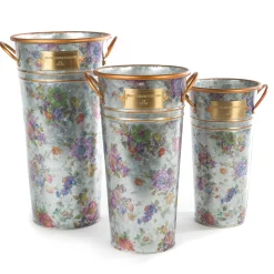 Spring|Outdoor|MacKenzie-Childs Flower Market Galvanized Flower Buckets, Set of 3