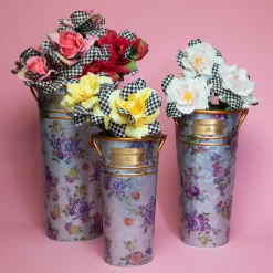 Spring|Outdoor|MacKenzie-Childs Flower Market Galvanized Flower Buckets, Set of 3